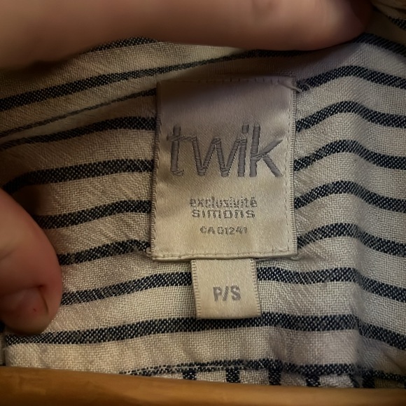 Simons Striped Blouse Blue White Sz Small - Picture 3 of 5